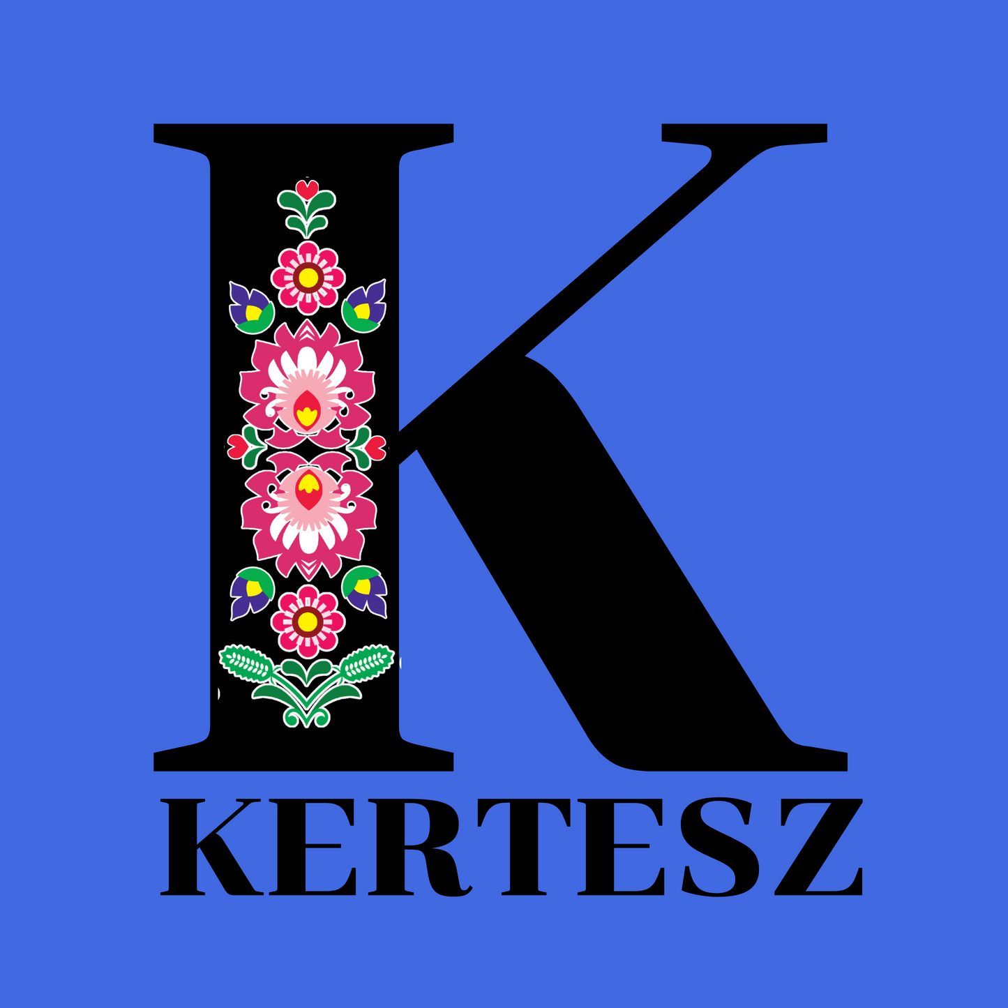 Monogram with Traditional Embroidery-Like Pink Flowers for Kids